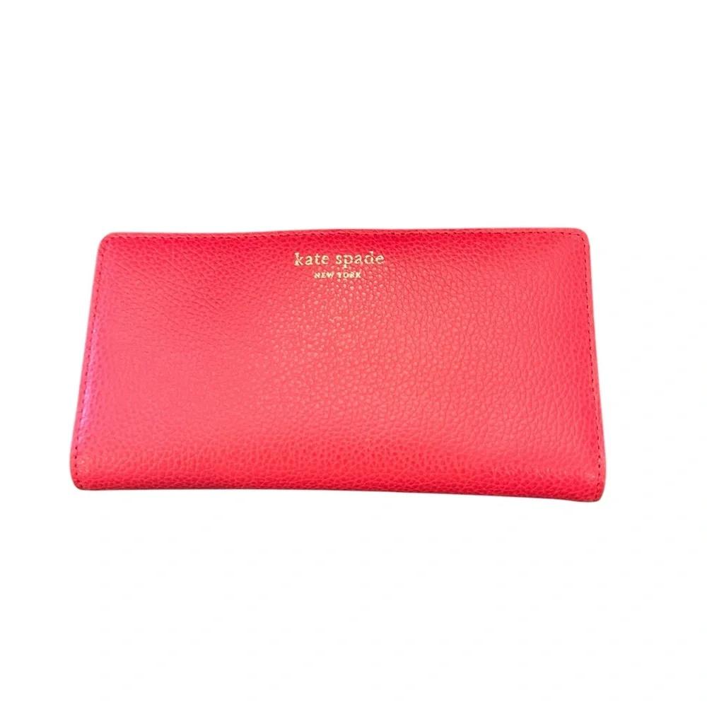 Kate Spade Eva Small Satchel Crossbody Bag‎ + Wallet Red Pebbled Leather Gold